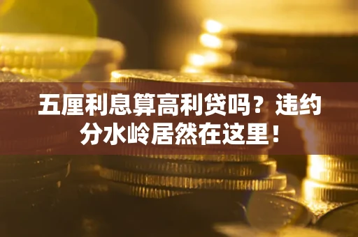 武汉五厘利息算高利贷吗？违约分水岭居然在这里！
